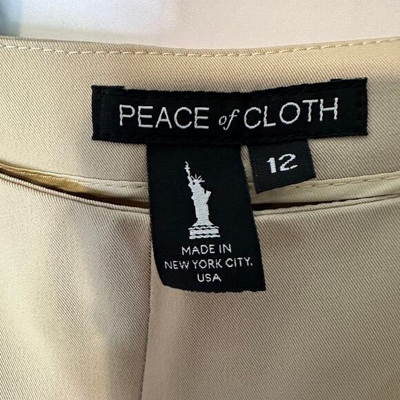 Peace of Cloth Light Khaki Tan High Rise Straight USA Flowy Dress Pants 12 - Picture 4 of 7